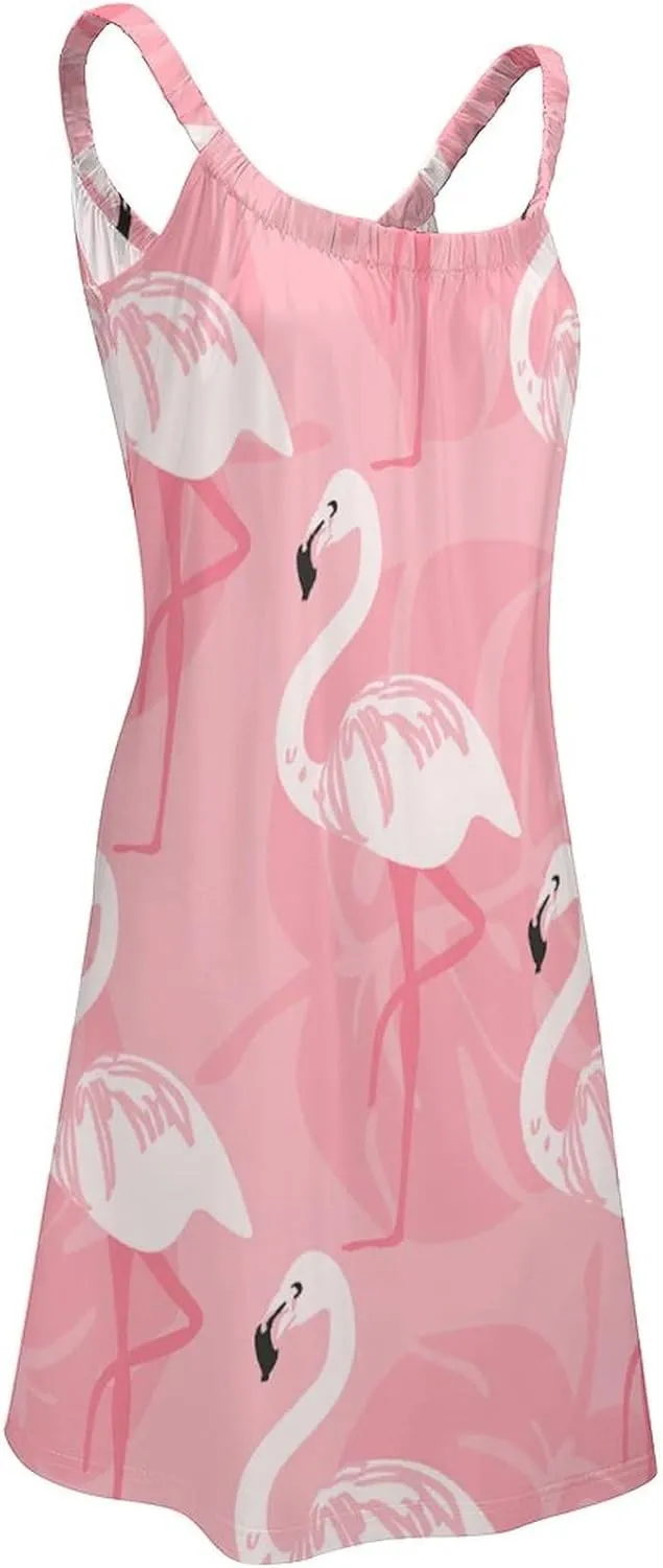 micidad Summer Dresses for Women Flamingo Sleeveless Sundress Casual Loose Beach Cover Ups Dress, 5X-Large