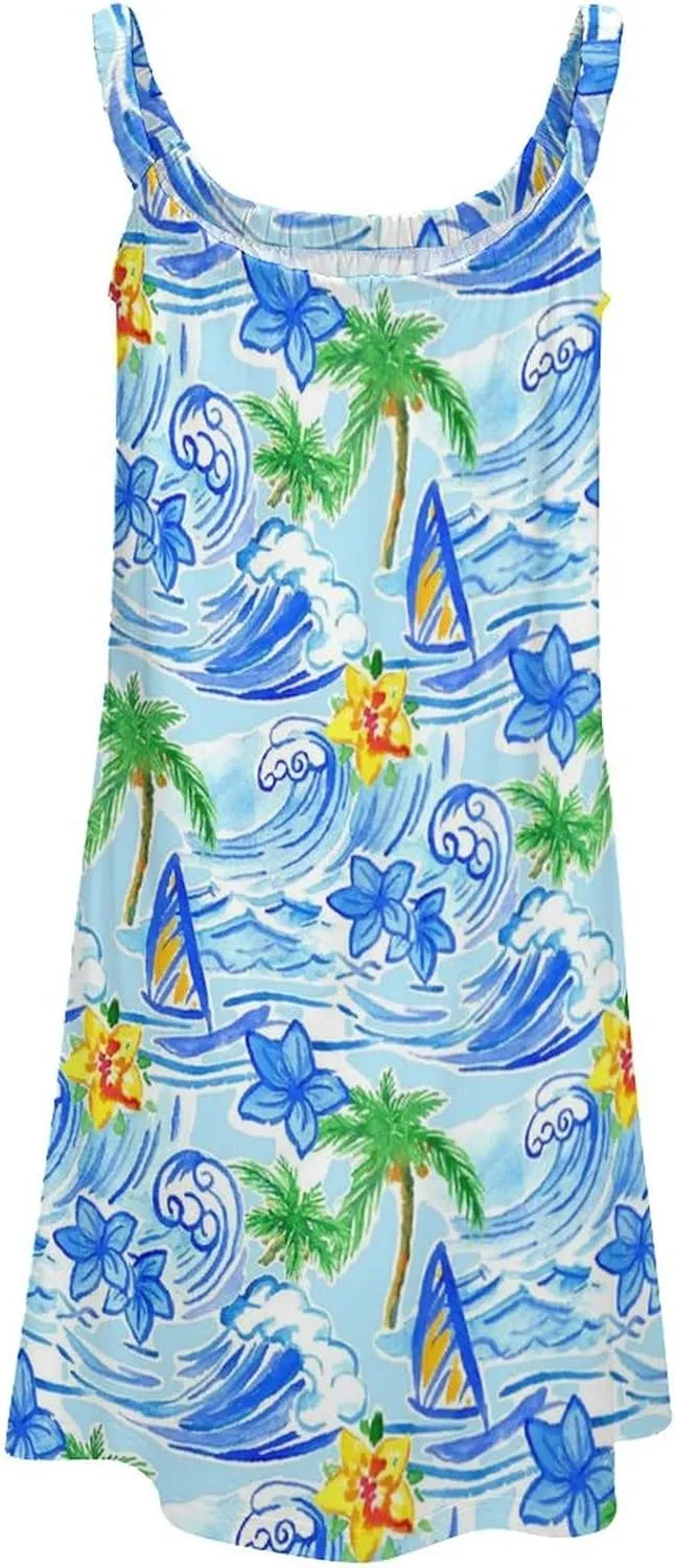 micidad Summer Dresses for Women Tropical Sleeveless Sundress Casual Loose Beach Cover Ups Dress, 5X-Large