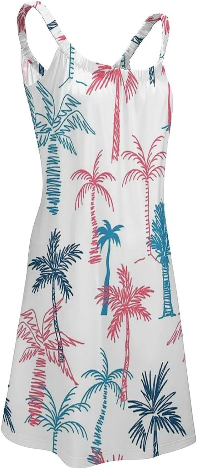 micidad Summer Dresses for Women Tropical Sleeveless Sundress Casual Loose Beach Cover Ups Dress, 5X-Large