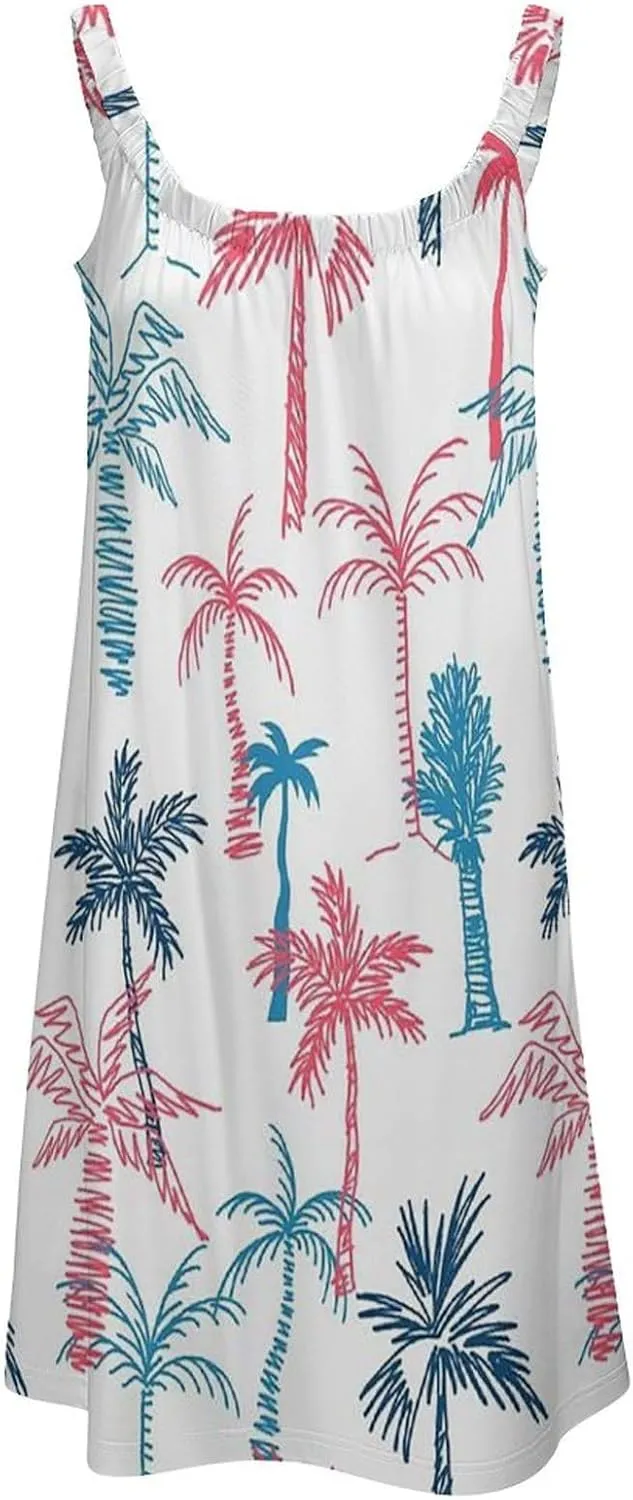 micidad Summer Dresses for Women Tropical Sleeveless Sundress Casual Loose Beach Cover Ups Dress, 5X-Large