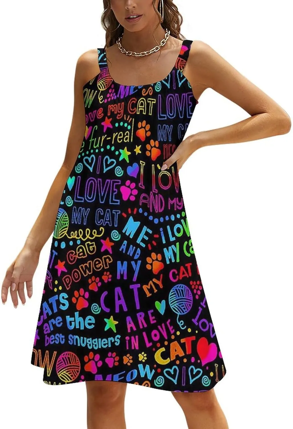 micidad Summer Dresses for Women Tropical Sleeveless Sundress Casual Loose Beach Cover Ups Dress, 5X-Large