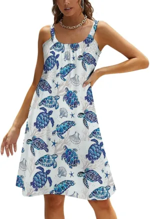 micidad Summer Dresses for Women Tropical Sleeveless Sundress Casual Loose Beach Cover Ups Dress, 5X-Large