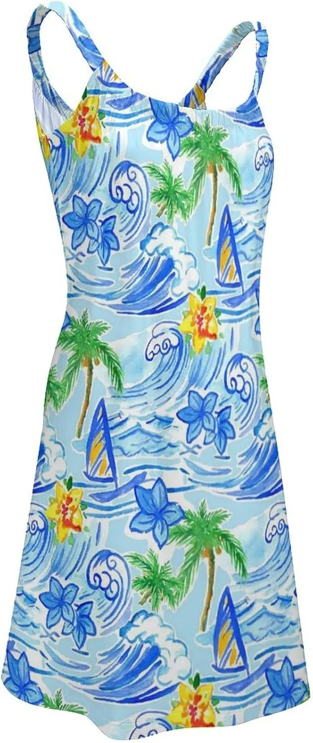micidad Summer Dresses for Women Tropical Sleeveless Sundress Casual Loose Beach Cover Ups Dress, 5X-Large