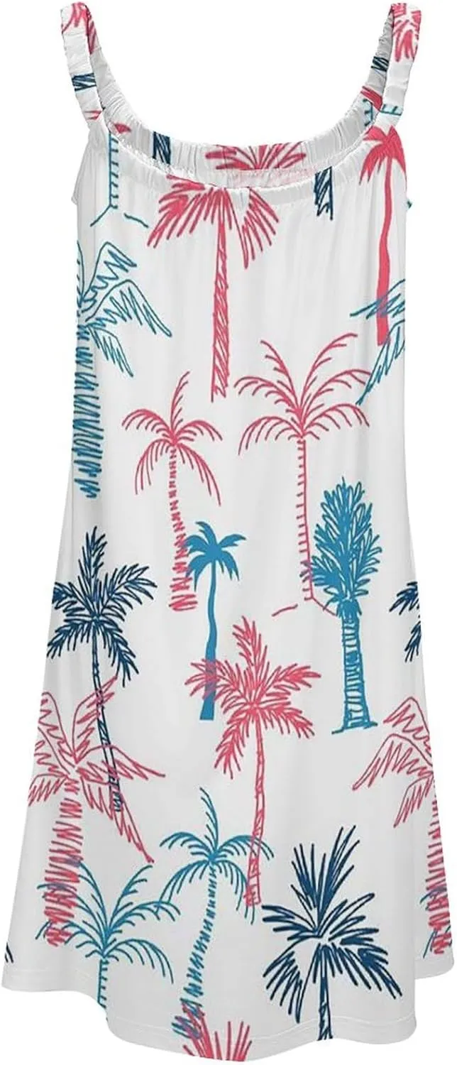 micidad Summer Dresses for Women Tropical Sleeveless Sundress Casual Loose Beach Cover Ups Dress, 5X-Large