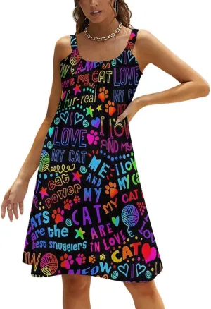 micidad Summer Dresses for Women Tropical Sleeveless Sundress Casual Loose Beach Cover Ups Dress, 5X-Large
