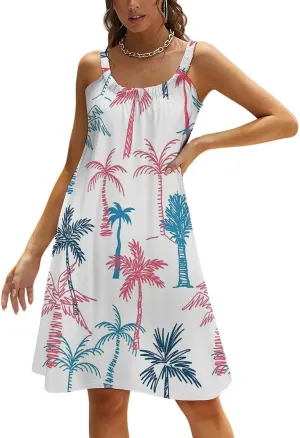 micidad Summer Dresses for Women Tropical Sleeveless Sundress Casual Loose Beach Cover Ups Dress, 5X-Large