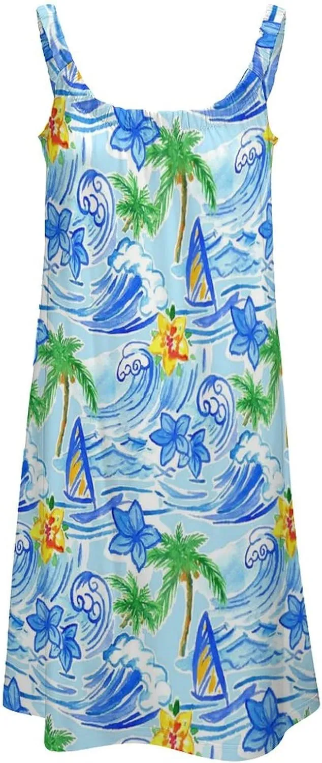 micidad Summer Dresses for Women Tropical Sleeveless Sundress Casual Loose Beach Cover Ups Dress, 5X-Large