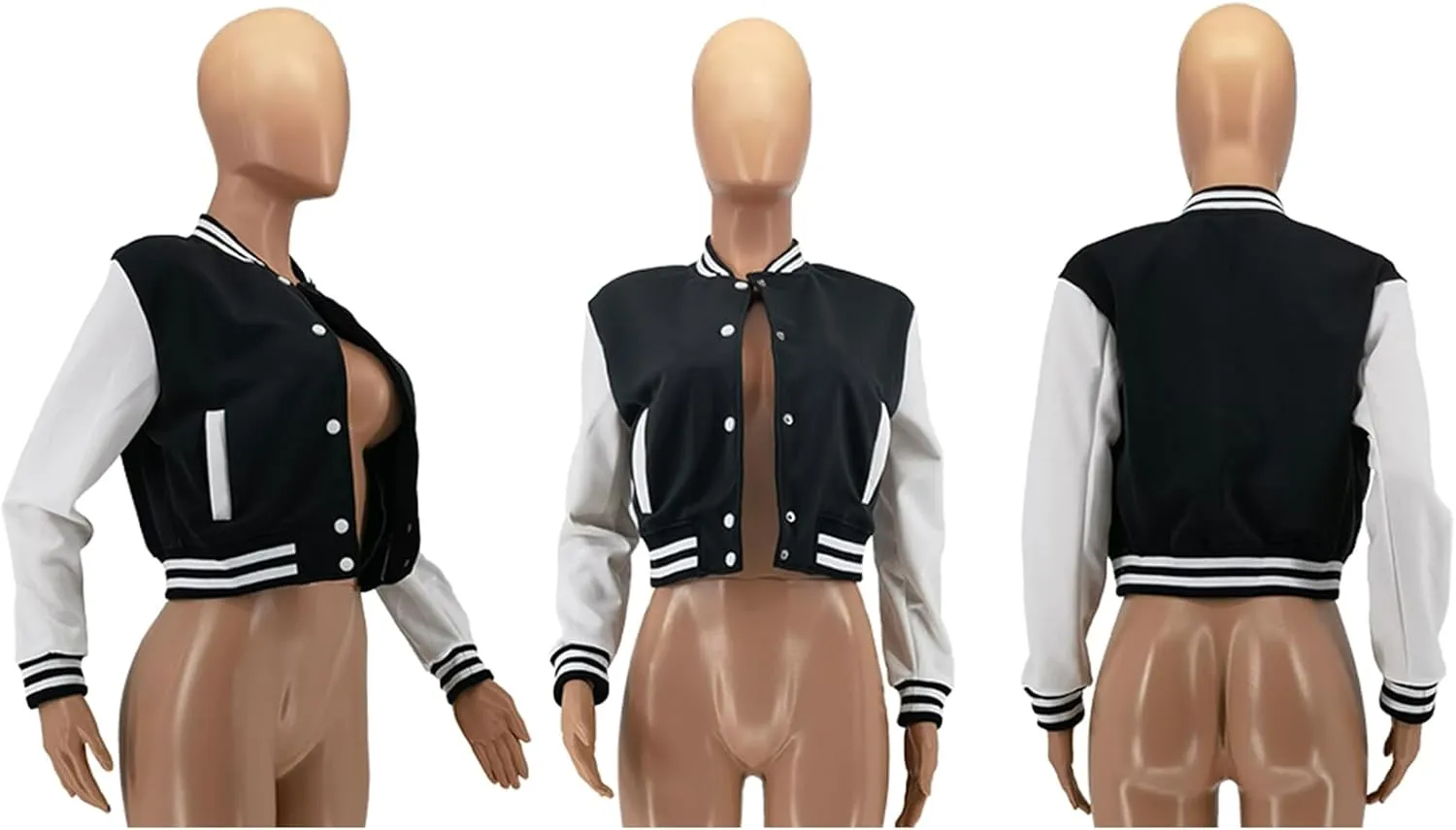 Mintsnow Womens Varsity Jacket Long Sleeve Button Down Bomber Jackets Casual Baseball Uniform Streetwear