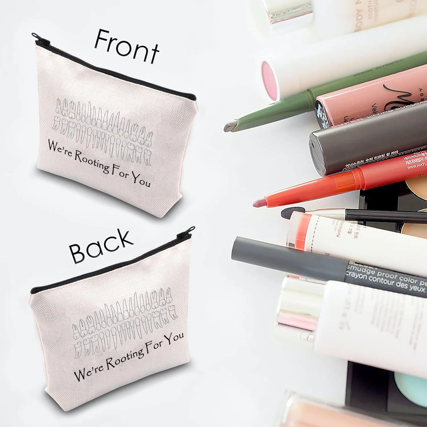 MNIGIU Dentist Gift Bag Dentist Graduation Gift New Dentist Gift Were Rooting for You Zipper Pouch Bag Dental Student Gift (Rooting For You)