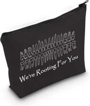 MNIGIU Dentist Graduation Gift - We're Rooting for You Zipper Pouch Bag (Rooting Black Bag)