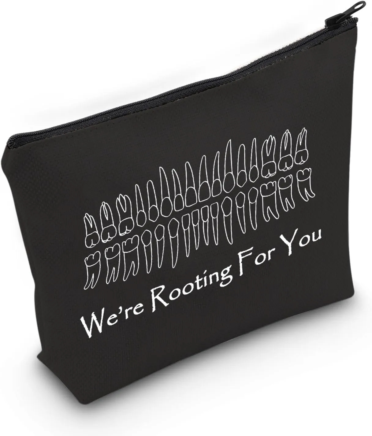 MNIGIU Dentist Graduation Gift - We're Rooting for You Zipper Pouch Bag (Rooting Black Bag)