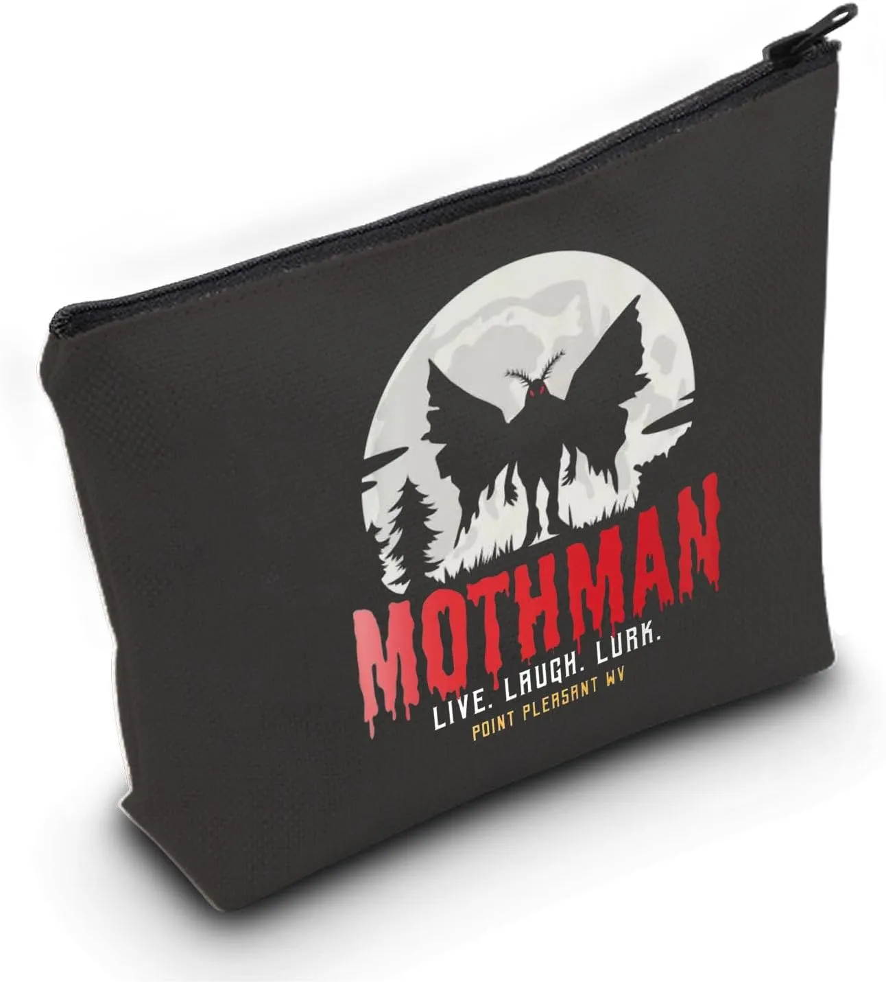 MNIGIU Mothman Cosmetic Bag Cryptid Lover Gift Monster Spooky Weird Gift (LI-LR-LU Black Bag)