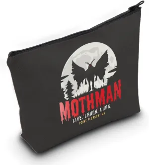 MNIGIU Mothman Cosmetic Bag Cryptid Lover Gift Monster Spooky Weird Gift (LI-LR-LU Black Bag)