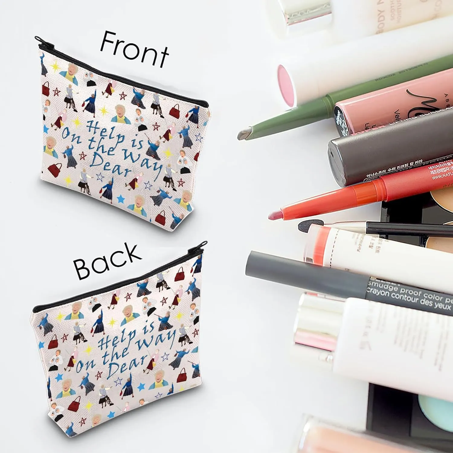 MNIGIU Mrs. Doubtfire Inspired Gift Mrs. Doubtfire Cosmetic Bag Mrs. Doubtfire Fans Gift Help Is On The Way Dear (Way Dear Bag)