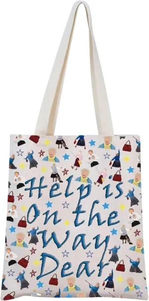 MNIGIU Mrs. Doubtfire Inspired Gift Mrs. Doubtfire Cosmetic Bag Mrs. Doubtfire Fans Gift Help Is On The Way Dear (Way Dear Tote)