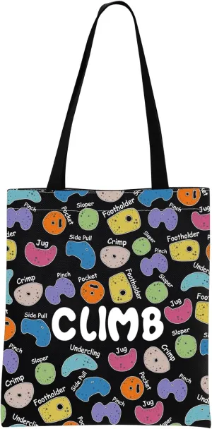 MNIGIU Rock Climber Gift for Women Rock Climbing Cosmetic Bag Climb Gift Rock Climbing Bouldering Lover Gift (Climb Black Tote)