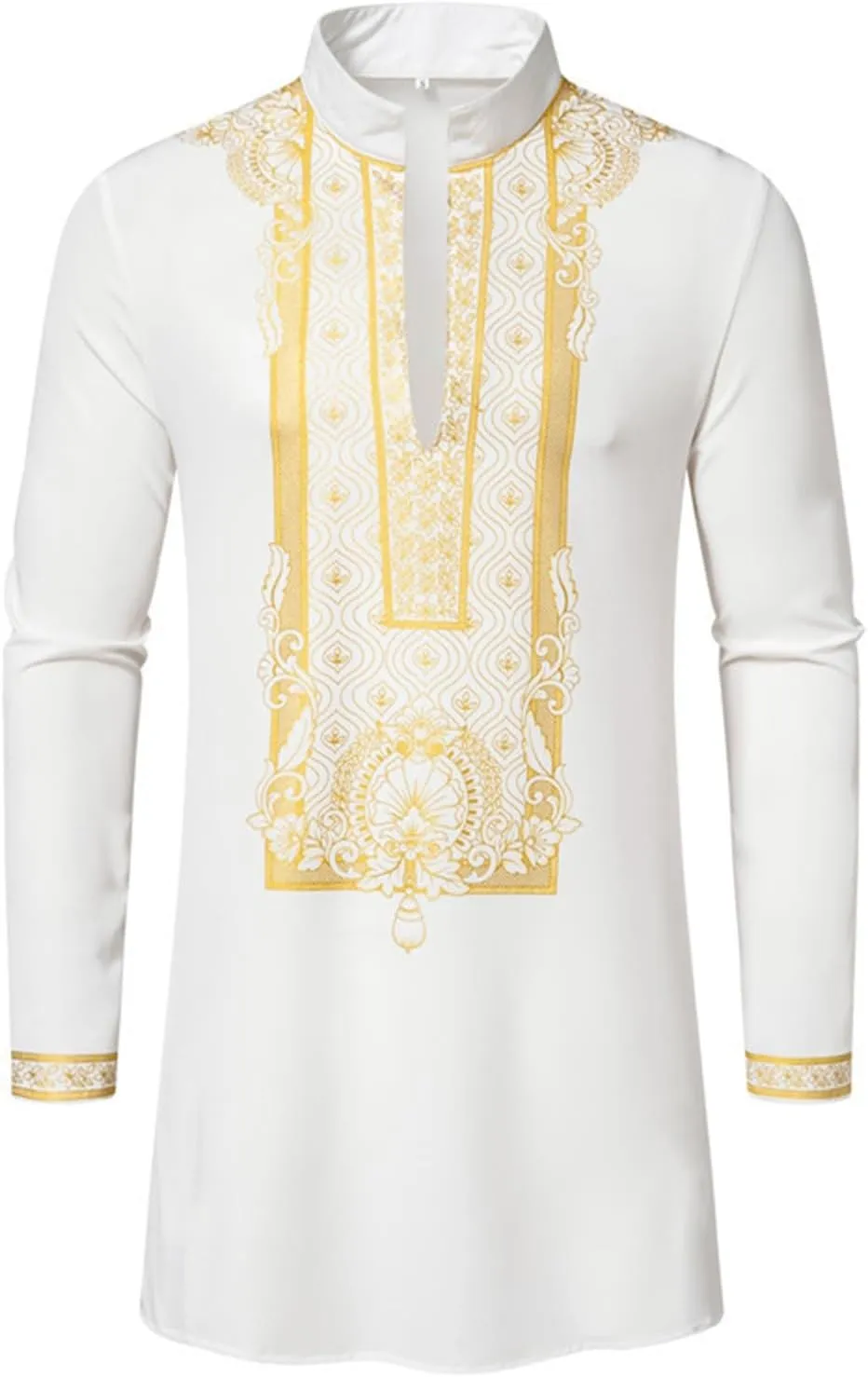 Muslim Clothes for Men 2 Piece Set Muslim Gown Shirt Set Graphic Casual Long Sleeve Kaftan Robe Henley Shirts & Pants