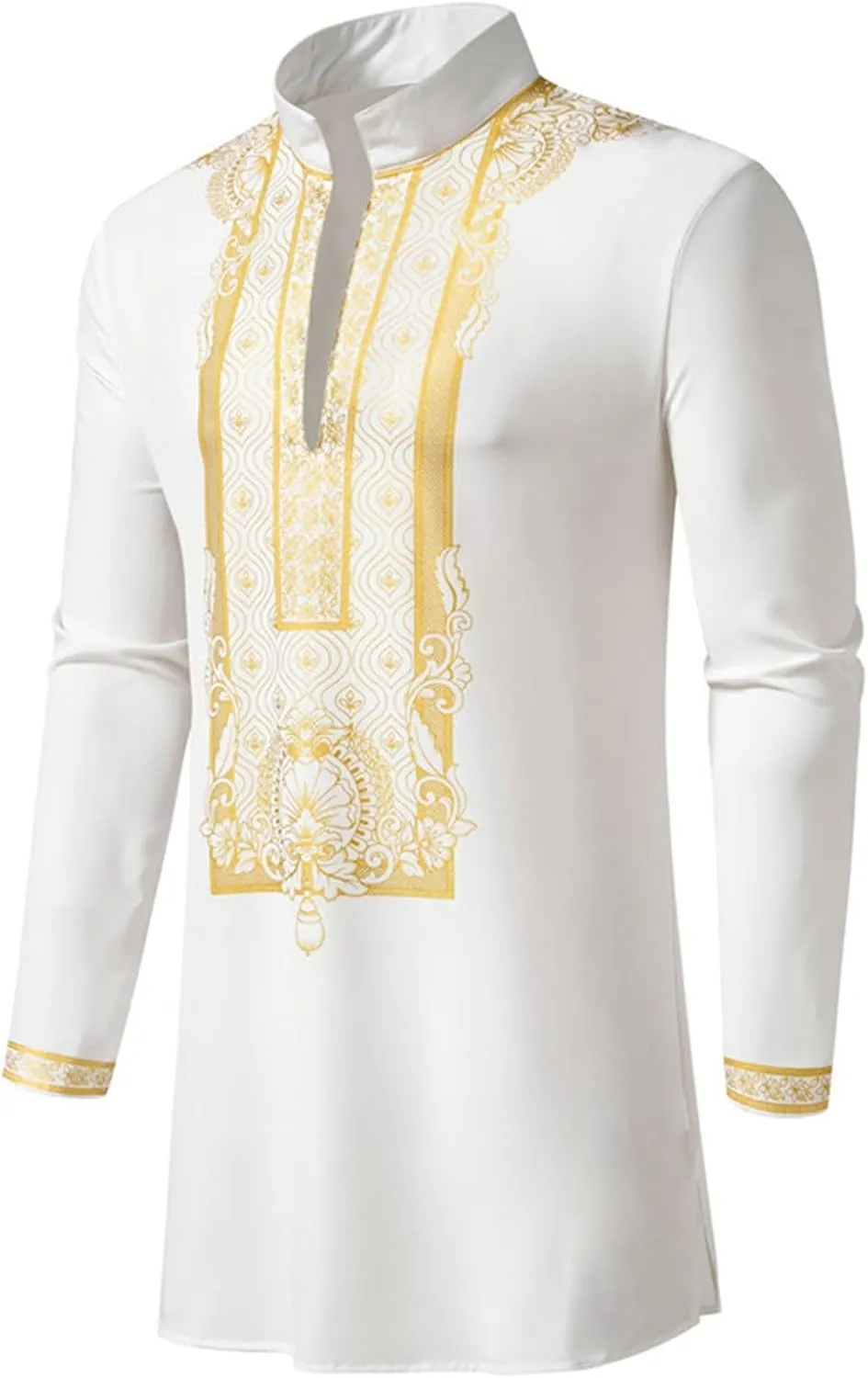 Muslim Clothes for Men 2 Piece Set Muslim Gown Shirt Set Graphic Casual Long Sleeve Kaftan Robe Henley Shirts & Pants