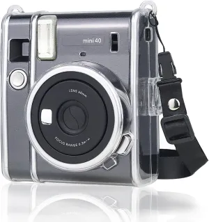 MUZIRI KINOKOO Clear Case for Fuji Instax Mini 40 - Crystal Hard PVC with Shoulder Strap
