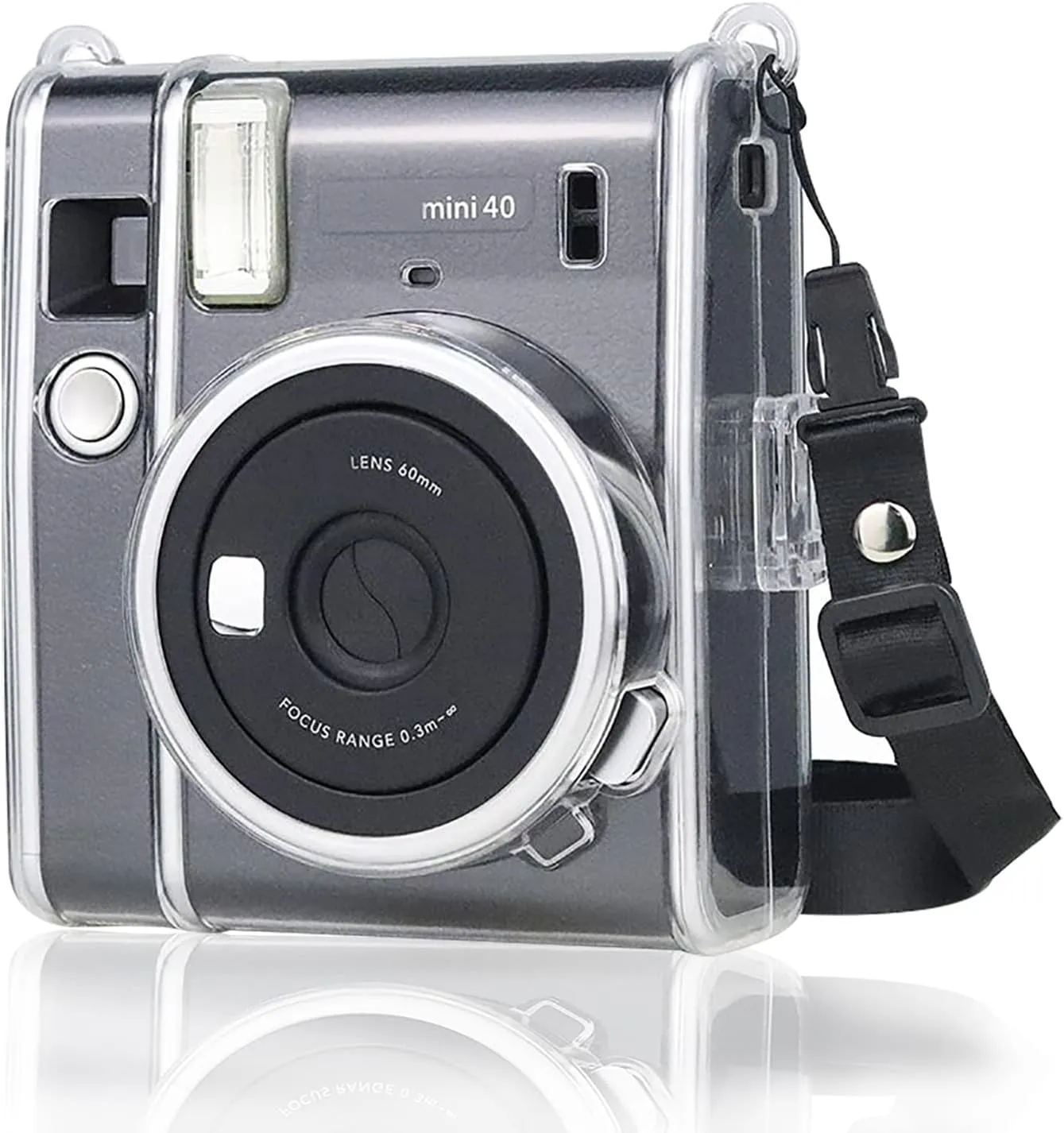MUZIRI KINOKOO Clear Case for Fuji Instax Mini 40 - Crystal Hard PVC with Shoulder Strap