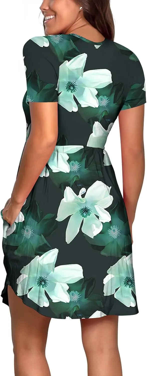 Nova In Sky Women's 2025 Casual Dresses Short Sleeve Summer Dress Loose Fit Sundress with Pockets