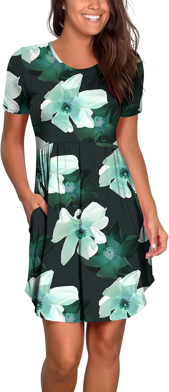 Nova In Sky Women's 2025 Casual Dresses Short Sleeve Summer Dress Loose Fit Sundress with Pockets