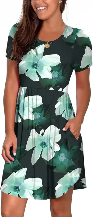 Nova In Sky Women's 2025 Casual Dresses Short Sleeve Summer Dress Loose Fit Sundress with Pockets