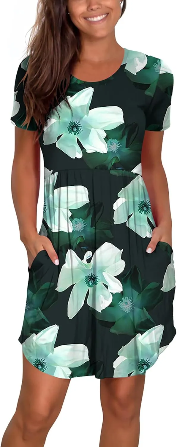 Nova In Sky Women's 2025 Casual Dresses Short Sleeve Summer Dress Loose Fit Sundress with Pockets