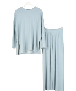 Olive Clothing Blue Slouch Tee & Wide Trousers Set One Size