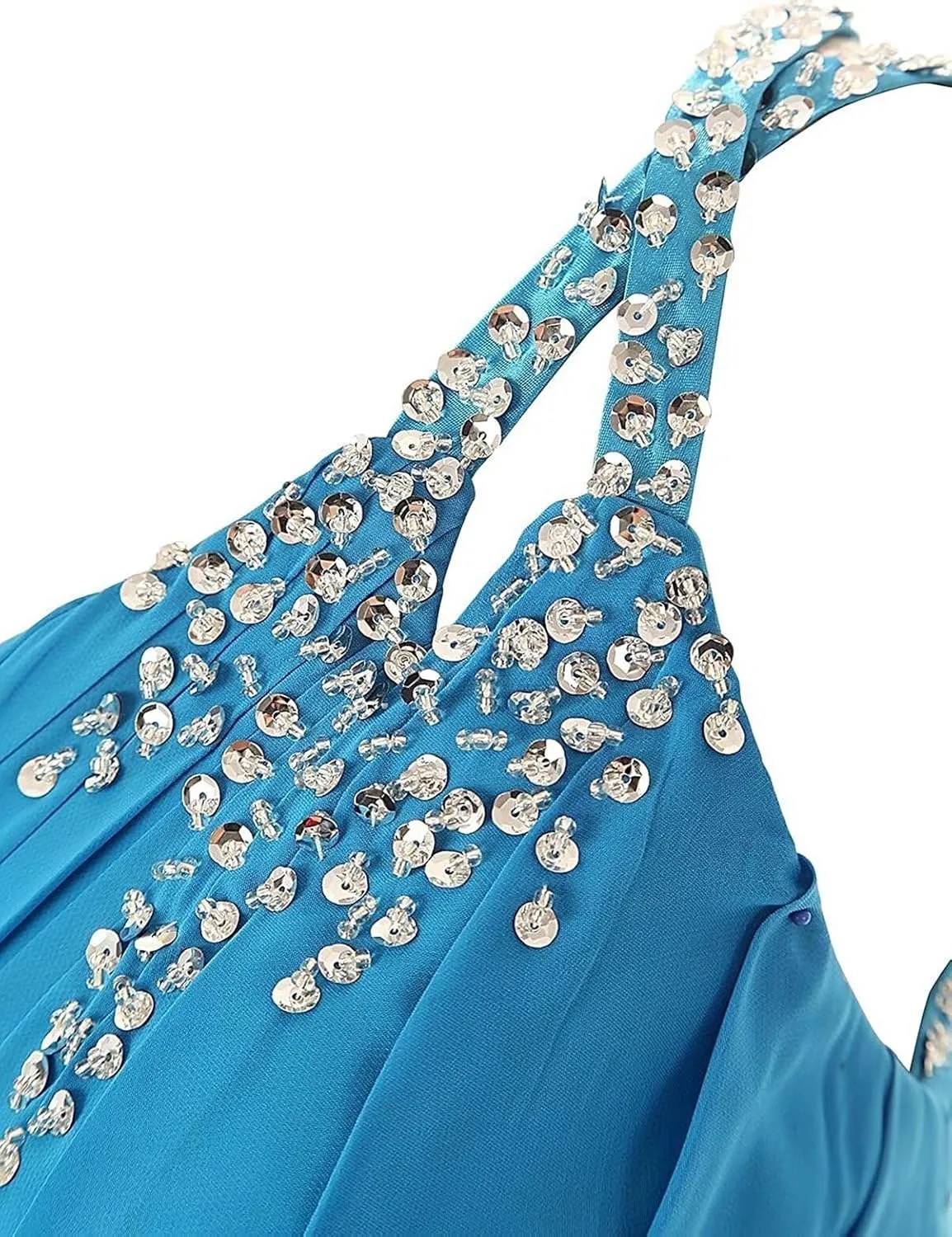 One Shoulder Gradient Color Chiffon Formal Evening Dress Ombre Long Party Gown