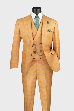 Orange Modern Fit Windowpane Suit