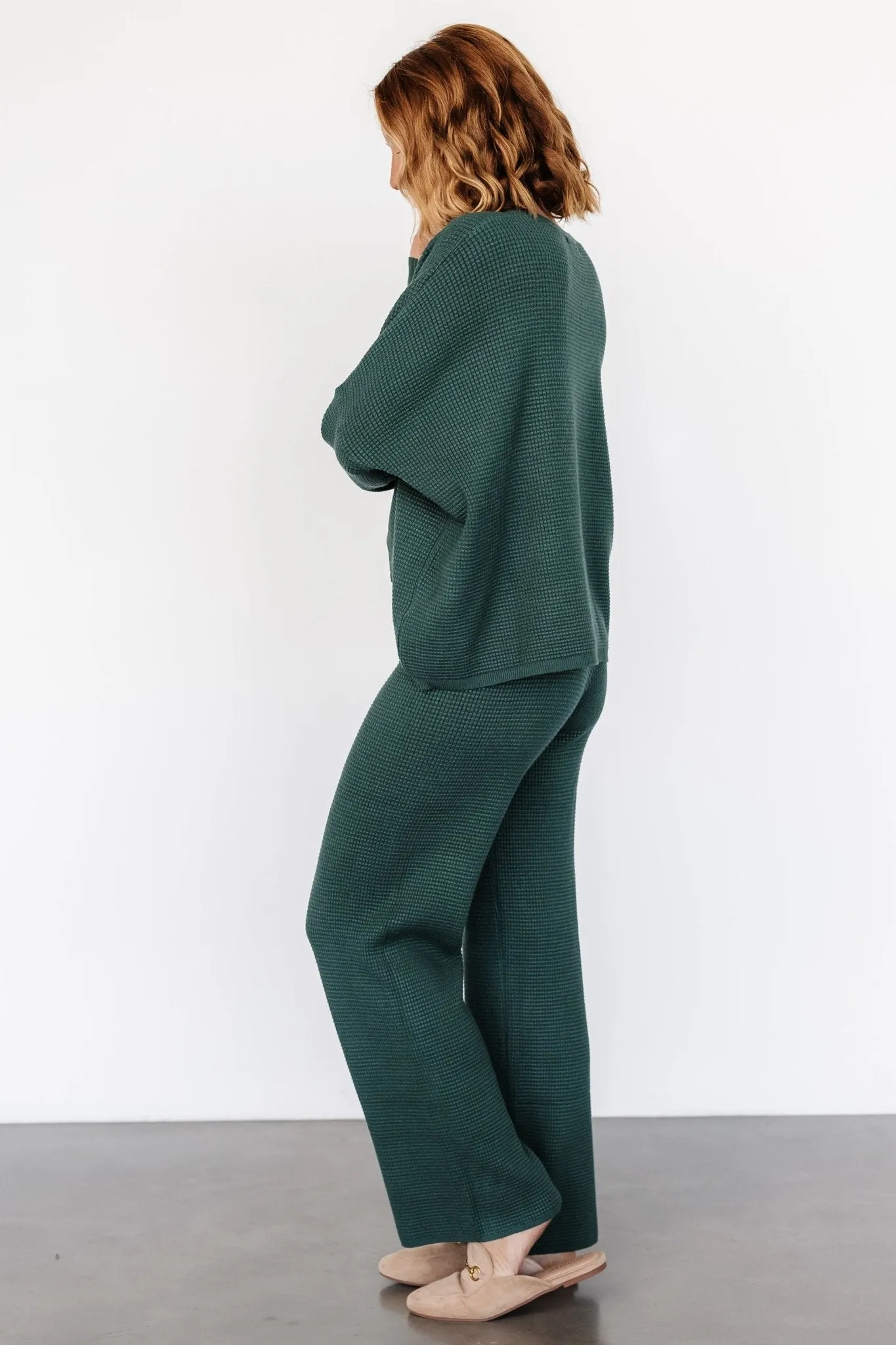 Owen Waffle Sweater Top | Green