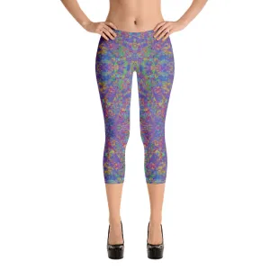 Paint Splatter Rainbow Capri Leggings Trendy Wild Athleisure