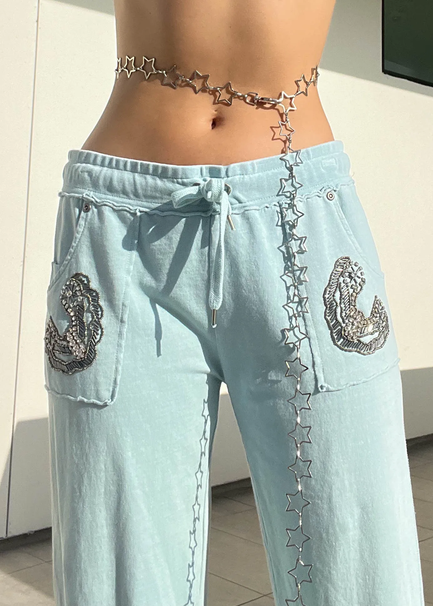Pastel Blue Y2k Comfy Pants (M)