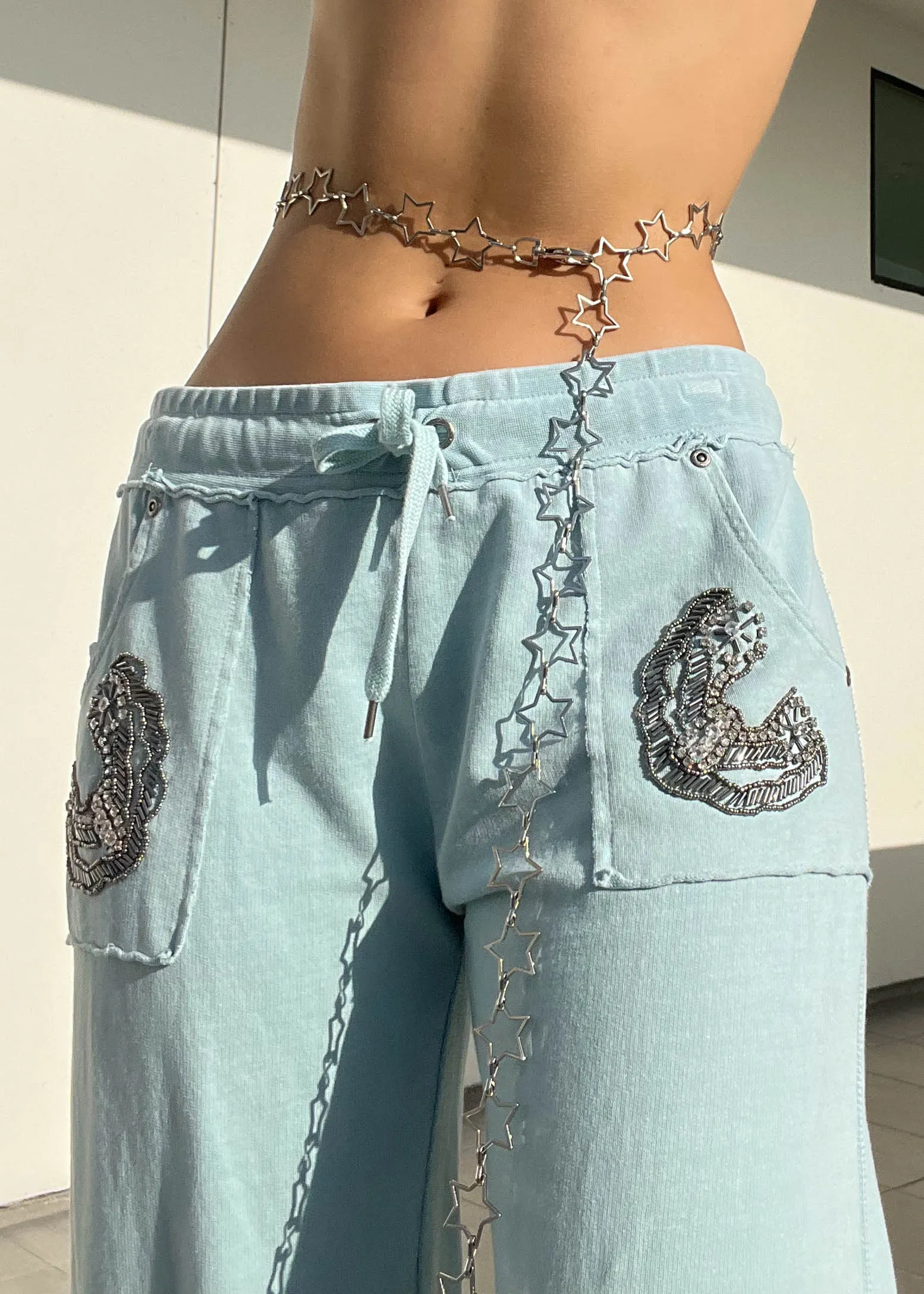 Pastel Blue Y2k Comfy Pants (M)