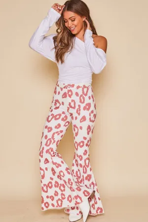Peach Love Dee Bell Bottom Pants In Crimson Animal Print
