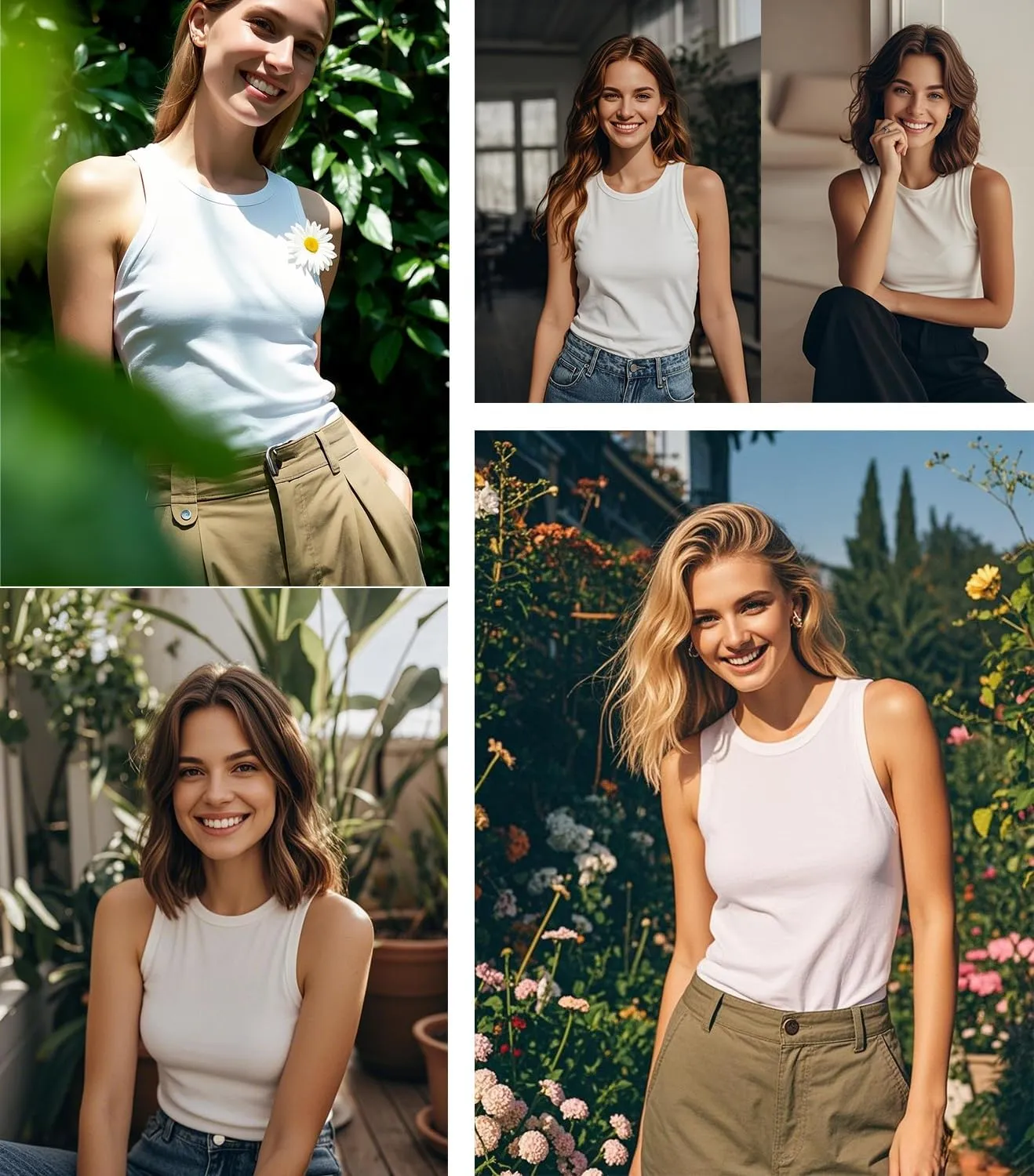 Pima Cotton Ruched Tank Top for Women Crewneck Sleeveless Summer Camisole Dressy Tunic