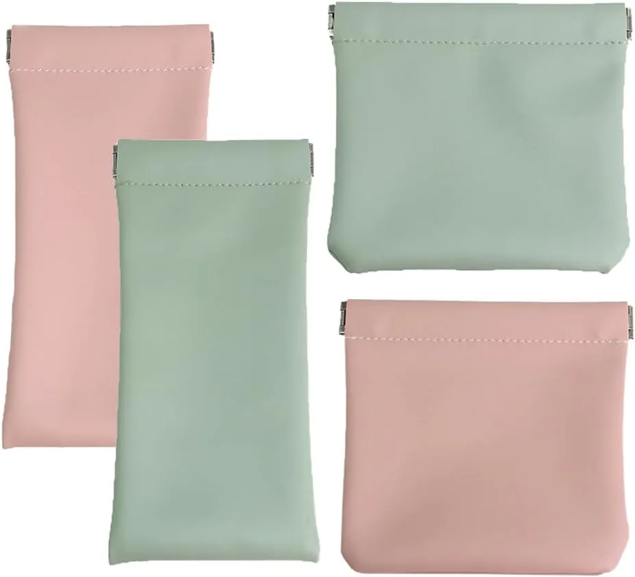 PIVHWIR 4 Pcs Small Cosmetic Bags, Waterproof Portable Eyeglass Pouch and Small Makeup Bag for Cosmetics Headphones Jewelry Eyeglass Sunglass Lipstick Coin