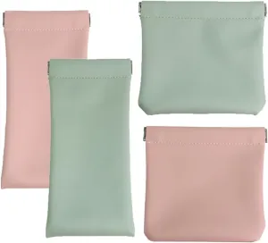 PIVHWIR 4 Pcs Small Cosmetic Bags, Waterproof Portable Eyeglass Pouch and Small Makeup Bag for Cosmetics Headphones Jewelry Eyeglass Sunglass Lipstick Coin