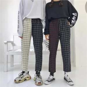 Plaid Patchwork High Waist Pants