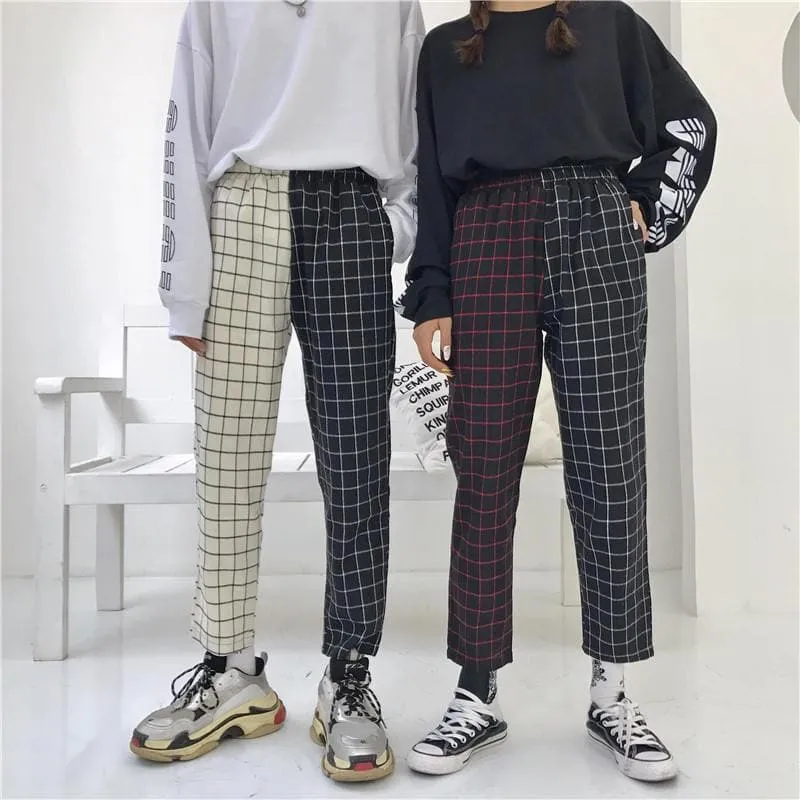 Plaid Patchwork High Waist Pants
