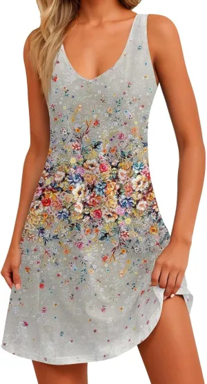 Plus Size Midi Dresses for Women Dress Women Vintage Sleeveless Summer Dresses Women Summer Cute