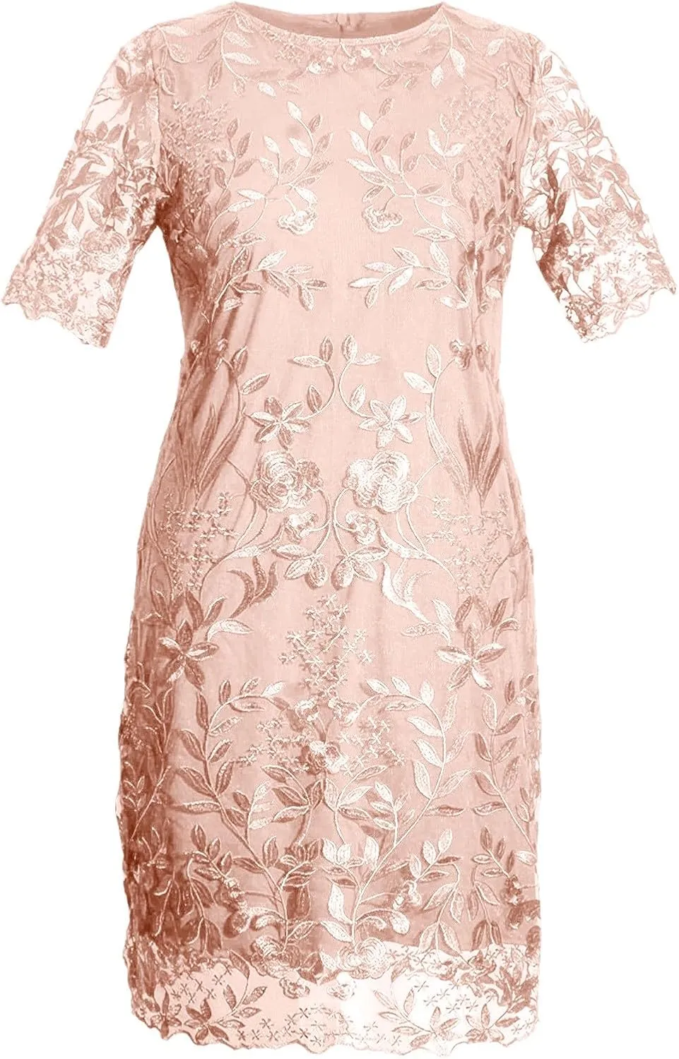 Plus Size Women Elegant Mother of The Bride Dress Floral Embroidery Midi Dress Formal Evening Gowns Party Dresses
