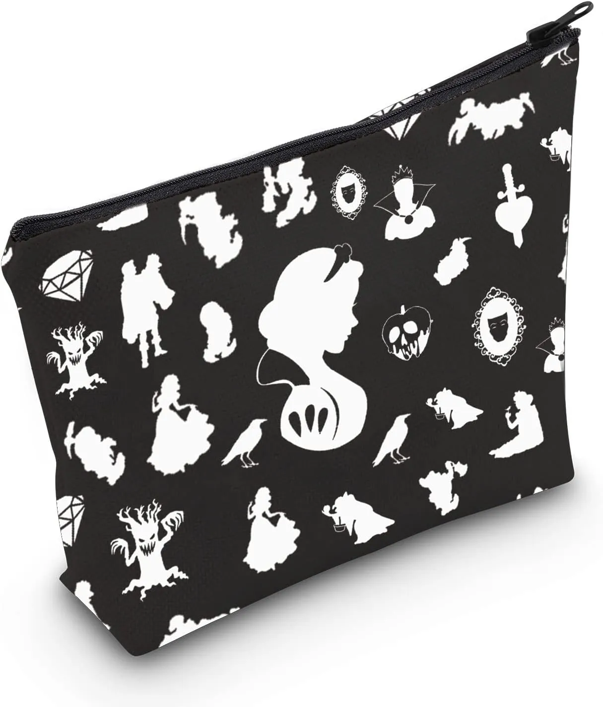 Princess Snow White Inspired Gift - Snow White Fan Merch Makeup Zipper Pouch for Women (SWhite Black Bag)