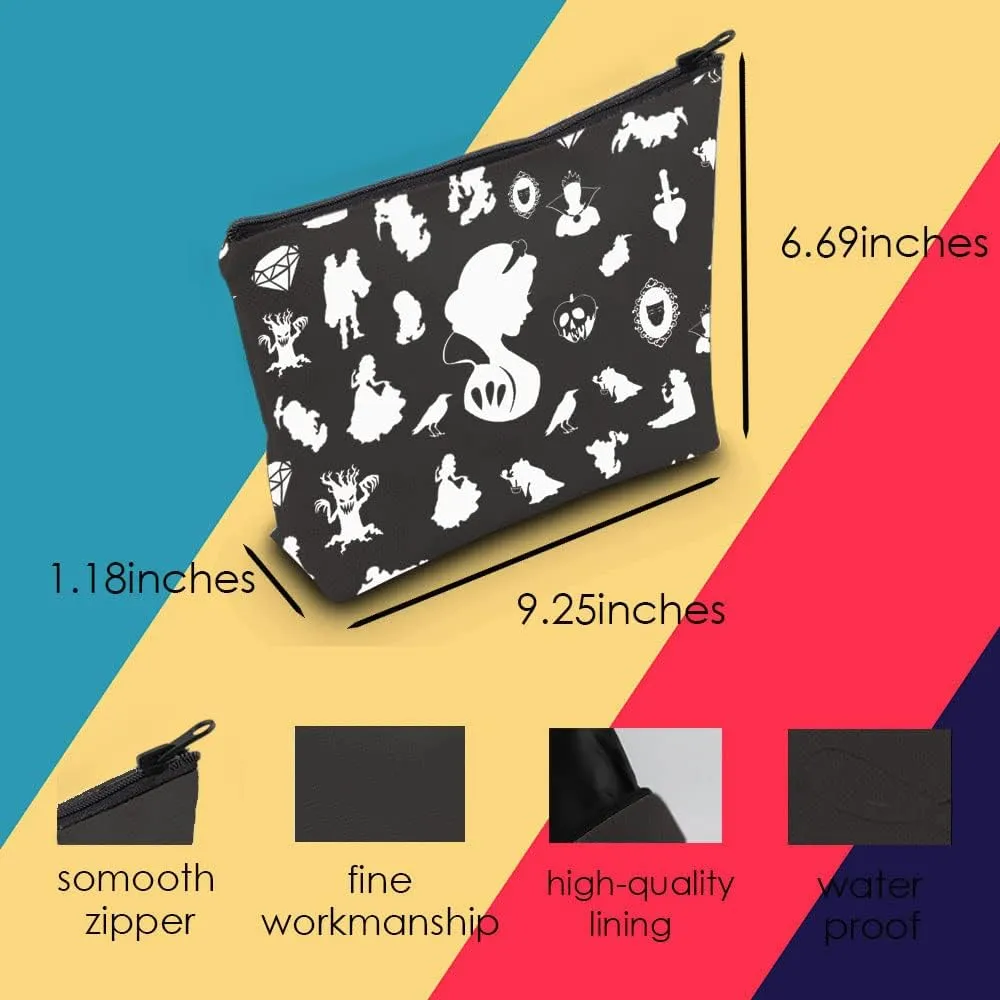 Princess Snow White Inspired Gift - Snow White Fan Merch Makeup Zipper Pouch for Women (SWhite Black Bag)