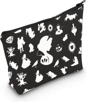 Princess Snow White Inspired Gift - Snow White Fan Merch Makeup Zipper Pouch for Women (SWhite Black Bag)