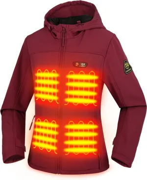 PTAHDUS Women's Heated Jackets 5 Heat Zones Battery Pack Included, with Hand Warmer Pocket