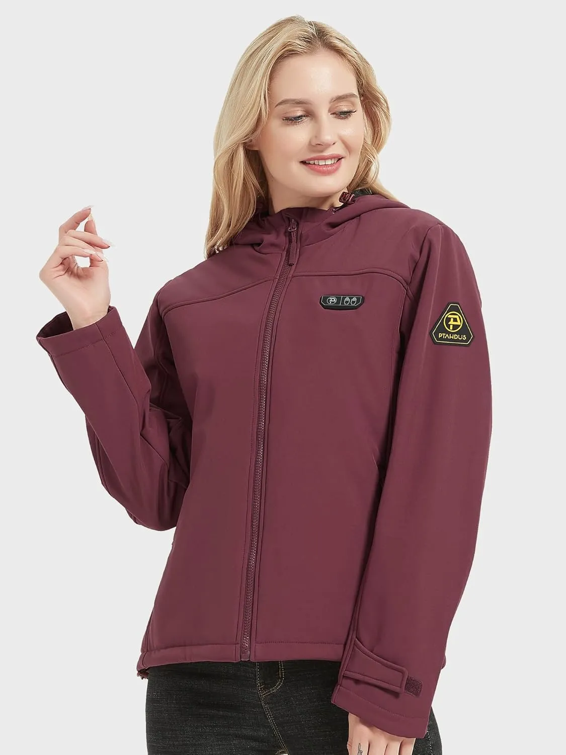 PTAHDUS Women's Heated Jackets 5 Heat Zones Battery Pack Included, with Hand Warmer Pocket