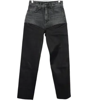 R13 Black Denim & Leather Pants sz 0
