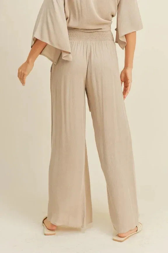 RAYON SMOCKED WAIST PANTS